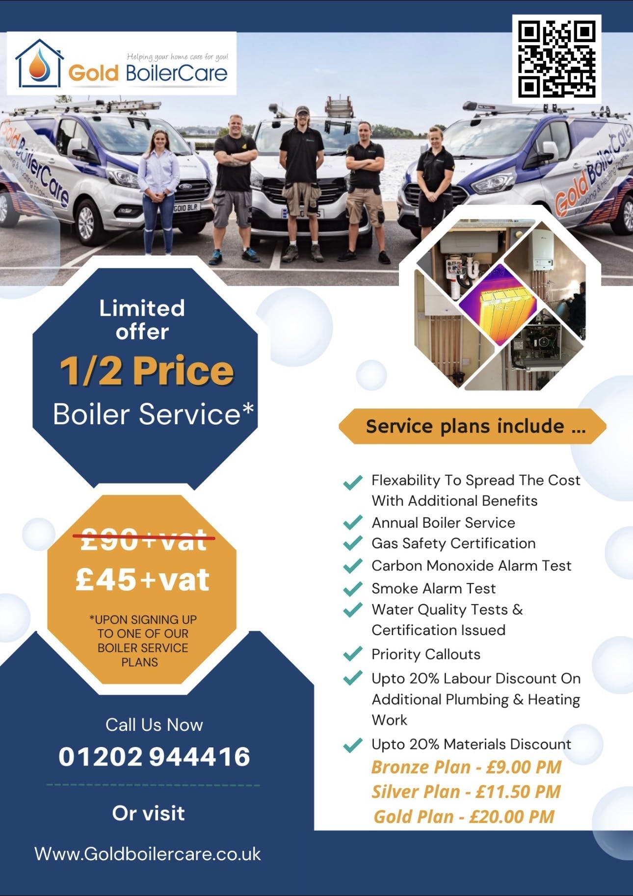 1/2 price boiler service when signing up to one of our service plans